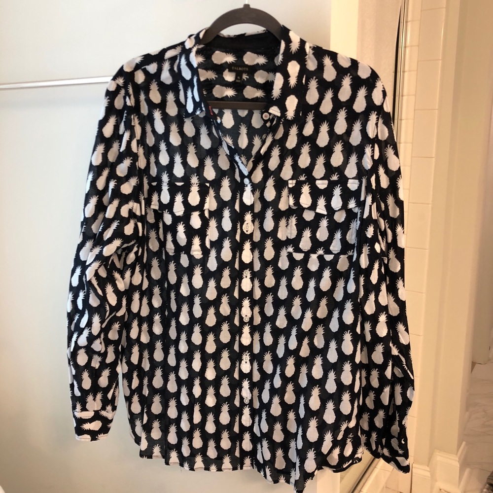 Talbots Pineapple Shirt Black & White